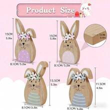 4pcs Wooden Floral Wreath Decor Set - Rustic Farmhouse Style, Suitable For Tabletop/Windowsill, Easter/Spring Decoration, Adorable For Nature Lovers And Cozy Home - A - View 2