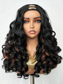 22英寸V型分缝波浪卷假发，独特弹性合成纤维假发，适合女性角色扮演、派对和万圣节使用。 - 彩色 - 查看 9