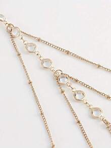 Women's Multi-Layer Sparkling Crystal Rhinestone Thigh Chain, Available In Gold And Silver, Creates Beach Vacation Vibe, Bridal Leg Jewelry, Costume Leg Accessory - Multicolor - View 3