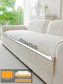 1pc Modern Solid Color Sofa Cover, Fashionable Plush Sofa Slipcover, Non-Slip, Scratch-Resistant, Dirt-Resistant, Pet-Friendly Sofa Protector, Fits 1, 2, 3, 4 Seater Sofas And L-Shaped Sofas, Suitable For All Seasons, Machine/Hand Washable, Decorative For Holidays - Beige - View 13