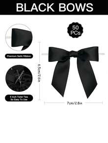 50pcs Satin Ribbon Bow Decorations, Pre-Tied Bow Knots Suitable For Candy Bags, Gift Wrapping, Crafts, Party Favors, Wedding Decor, Baby Shower Decor, Pink & Black - Multicolor - View 12