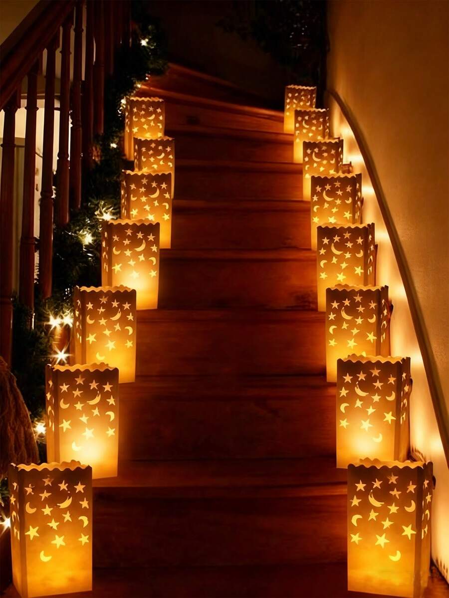 1/3/5/10 Pcs - Ramadan Flame Retardant Candle Bags, White Candle Bags, Suitable For Weddings, Valentine's Day Receptions, Engagement Ceremonies, Proposals, Ramadan And Other Occasions (Candles Not Included), Made Of Reusable Materials. Ramadan! - Multicolor - View 1