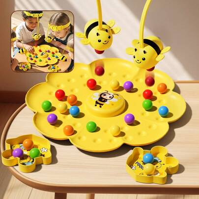 Interactive Bee Fishing Game, Featuring A Honeycomb Game Board And Tabletop Strategy Game, With 2 Or 4 Players Spinning Bee And Honey Pot Tokens - Colorful, Vivid Bee Patterns, A Family Gathering Board Game And Adult Game, Educational And Fun, Developing Strategic Movement And Fine Motor Skills, Ideal For Birthday Parties And Game Nights