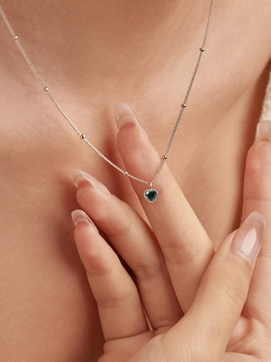 GAGAFEEL 1 chiếc dây chuyền bạc 925 hình trái tim tinh tế, đính đá Cubic Zirconia nhỏ nhắn, món quà độc đáo dành cho bạn gái, quà sinh nhật cho người yêu.