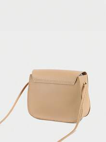 Mini Butterfly Print Decor Metal Crossbody Shell Bag - Khaki - View 5
