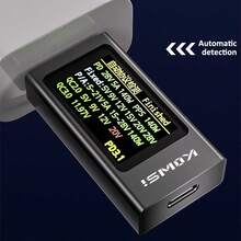 KWS-X1 Type-C 快充测试仪 | PD/QC 全协议自动识别，4-30V/12A 高精度测试，纹波曲线双测试，金属外壳便携式工具 - 黑色 - 查看 10