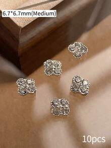 10颗奢华优雅方形美甲饰品，Y2K极简美甲配件，情人节必备，闪亮白色和粉色水钻，适合多种DIY美甲装饰，短指甲，法式美甲用品，美甲宝石 - 彩色 - 查看 6