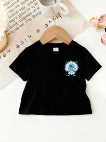 Disney Lilo & Stitch Girls' Short Sleeve T-Shirt, Black Base Front & Back Print Top, Dreamy Bow Sweet & Cool Versatile Kids' Wear - 黑色 - 查看 4