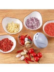 1pc Mini Garlic Grinder Onion Chopper, Manual Food Processing Vegetable Chopper, String Vegetable Chopper Onion Cutter For Ginger, Chili Peppers, Vegetables And Fruits - Multicolor - View 6