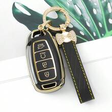 适用于现代汽车钥匙扣的耐用TPU保护套，适用于伊兰特GT、科纳、帕里斯帝、威纽、飞思等车型 - 四键设计，防摔防尘，精致高端钥匙包，女士适用 - 鑰匙圈24 - 查看 15