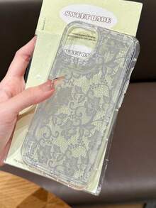 1 chiếc ốp lưng điện thoại chống trượt, trong suốt, mềm mại, họa tiết ren lãng mạn, tương thích với iPhone 11/12/13/14/15/16 Pro Max - Nhiều màu - Xem 2