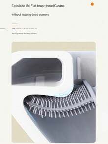 1pc Soft Silicone Toilet Brush With Detachable Handle, Wall-Mounted No Blind Spot Toilet Brush With Base, Bathroom Cleaning Tool - Toilet Brush - View 5