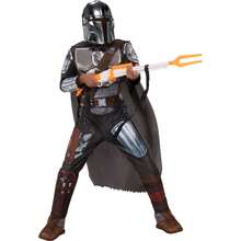 KIWI Costume de cosplay classique du Mandalorien (Star Wars), combinaison grise et marron avec armure et cape argentées imprimées, idéal pour le carnaval et les fêtes à thème galactique - Multicolore - Voir 1