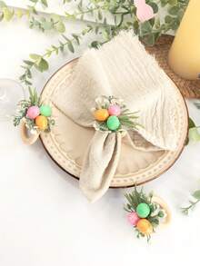 3 piezas Portanáplanes de Pascua, Portanáplanes decorativos con huevos falsos y plantas artificiales para la mesa, decoración de mesa de estilo cottage para la primavera - Multicolor - Ver 5