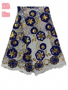 1 Yard/5 Yards 2026 High Quality Water-Soluble Sequin Lace Fabric, Mesh Lace Material Suitable For Nigerian Party, Wedding, Christmas - A - View 2