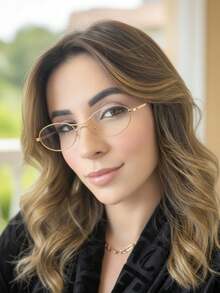 Women's Metal Cat Eye Eyeglass Frame - HF25801/DOURADO - 查看 1