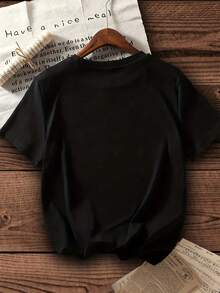 YUNCHIC 2026 Thời trang, Kiểu dáng giống như tìm kiếm, Áo thun đen nữ in hình mèo dự tiệc mới | Kiểu dáng tù nhân, Họa tiết động vật, Cổ tròn, Phù hợp cho mọi mùa - màu đen - Xem 2