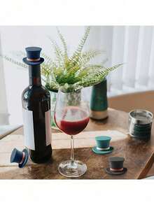 1pc Silicone Wine Bottle Stopper - Red Wine Bottle Dust-Proof Reusable Sealing Bottle Cap, Suitable For Home And Bar Use, Party & Holiday - Multicolor - View 5