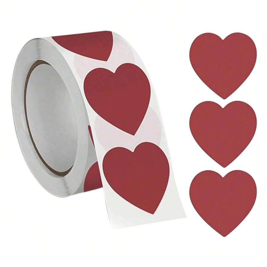 500/1500/2500pcs Red Heart Shaped Sticker Labels, Suitable For Valentine's Day Decoration, Stickers, Sticker Rolls, Cute Stickers, Stationery, Scrapbooking, Mother's Day Self-Adhesive Heart Stickers, Envelopes, Weddings, Crafts, Reward Charts, 500pcs/Roll Scrapbook Supplies - Multicolor - View 1