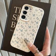 1pc TPU Material Blue Butterfly Pattern Fashionable Phone Case Suitable Compatible With Samsung/A05s/A12/A13/A14/4G/A15/A21s/A23/A25/A32/5G/A34/A35/A50s/A51/A52/A53/A54/A55/A71/A72/A73/S10/S20FE/S20Ultra/S21Ultra/S22/S22Plus/S23/S24, /10C/12C/Note10/11/12/13/ProPlus/Note8/9Pro, Full Coverage Anti-Drop Soft Shell Phone Protective Cover - White - View 3