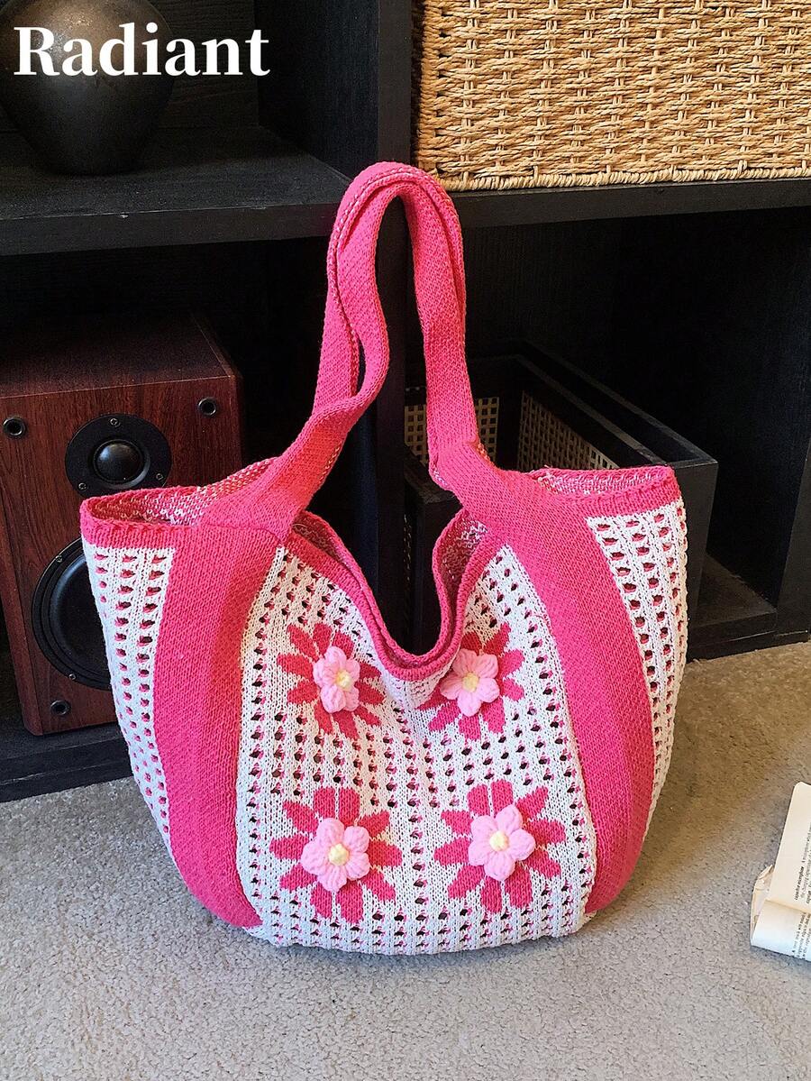 Summer New Casual Fashion Straw Tote Bag, Large Capacity Shoulder Bag For Women