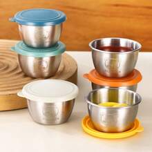 6pcs Stainless Steel Sauce Cups With Lids, Reusable Sauce Containers With Leak-Proof Plastic Covers, Salad Dressing, BBQ Sauce, Cheese Dip, Ketchup Cups Kitchen Accessories - Multicolor - View 12