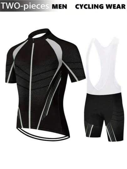 Men's Spring/Summer Cycling Set - Cycling Shorts, Jacquard Fabric, Fluorescent Color, 3 Back Pockets