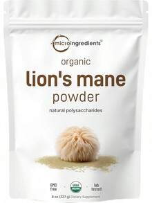 Organic Lion's Mane Mushroom Powder, 8oz |     Pure Fruiting Body Superfood |     Supports Brain, Focus, Energy & Immune Health |     Great For Smoothies & Coffee |     Filler Free, Vegan, Non-GMO - 8 盎司(1 包) - 查看 12