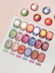 Mtssii 7毫升夏日水果猫眼磁性凝胶指甲油，可卸UV/LED冰透明番石榴葡萄蓝绿粉紫闪亮玻璃珠半永久可卸UV凝胶美甲油，沙龙家用DIY美甲 - 彩色 - 查看 6