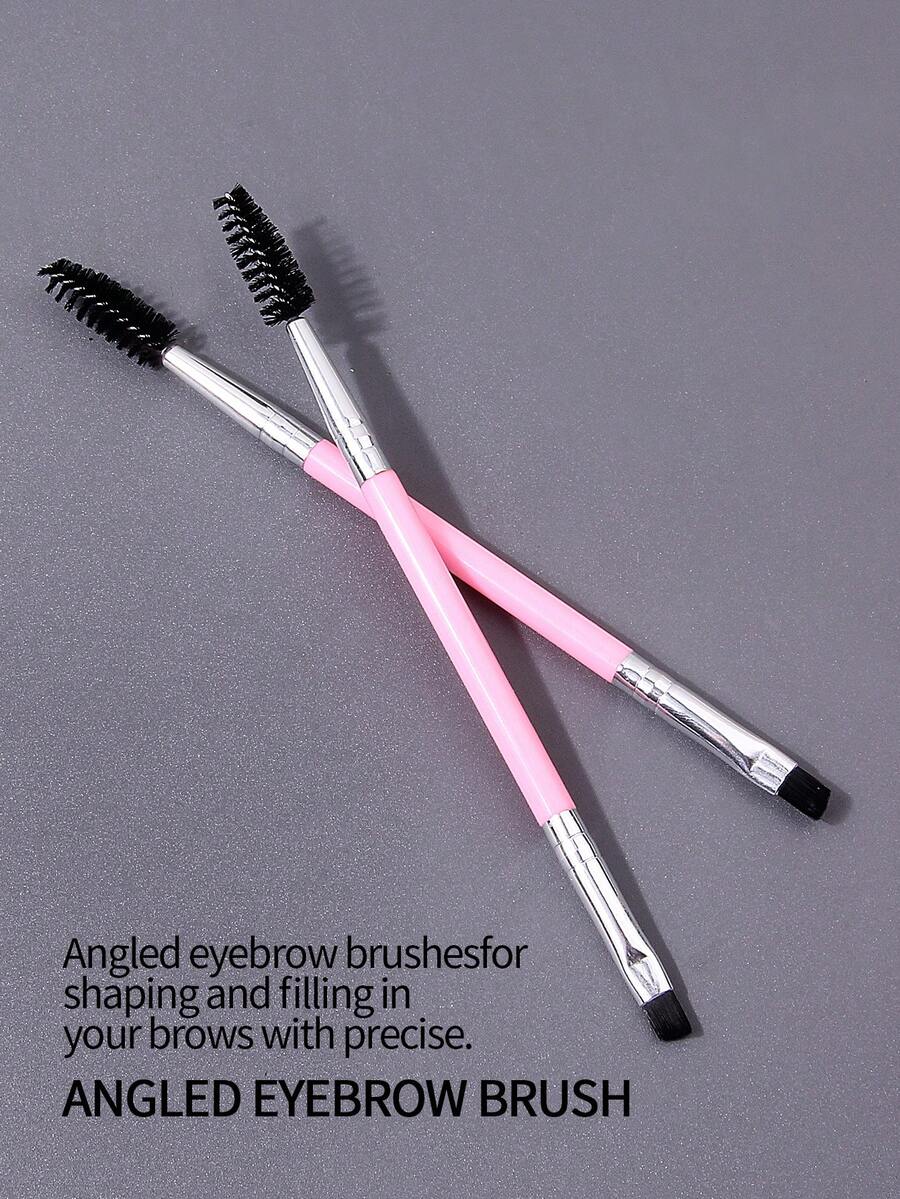 2pcs Double-Ended Spiral Eyebrow Brush, Eyelash Curler Comb, Angled Eyebrow Brush, Precision Eyeliner Brush, Multi-Purpose Makeup Brushes, Beginner-Friendly Portable Makeup Tools,Giveaways