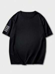 Fractyr Fractyr 男士夏季时尚简约街头雕塑及英文标语印花圆领复古水洗短袖T恤 | 百搭街头休闲T恤，男友礼物 - 黑色 - 查看 3