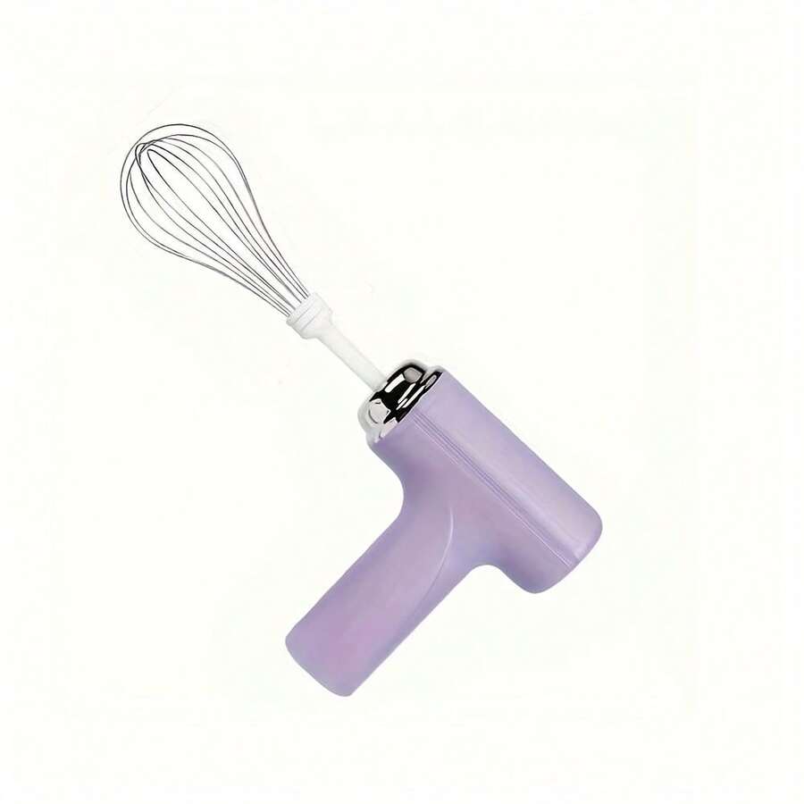 Egg Beater, Compact Electric Hand Mixer Handheld Milk Frother Portable Cordless Electric Whisk Rechargeable Small Mixer For Eggs, Milkshake Cream, Butter, Salad, Dressing - 淡紫色 - 查看 1