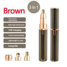 Afeitadora de lápiz labial 3 en 1 para mujer, recortador de cejas, depiladora corporal recargable por USB para Bikini, piernas y cara OG5G - Negro - Ver 9