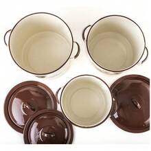 Juego De 3 Ollas Grandes Con Tapa Decorado Tropical Cinsa Color Crema 6 Piezas - Crema - Ver 3
