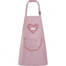 Delantal de cocina lindo con bolsillos, delantal de chef ajustable con pechera para mujeres y hombres, color rojo - 1 - Ver 1