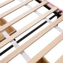 Children's Bunk Bed, Double Bed, Multifunctional Children's Bed, With Fold-Down Desk And Shelf, With Ladder And 2 Drawers, Without Mattress, Solid Wood Slatted Base, White, 90*200 - 粉色 - 查看 10