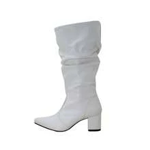 Women's Elegant Accordion Boots, High Shaft, Winter Fashion, Lirom, Comfortable Heel - 白色 - 查看 5