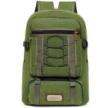 Large Reinforced Canvas Backpack For Men And Women, Fashionable, Stylish, High Quality, Durable, Unisex - 綠色的 - 查看 6