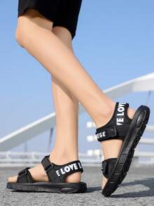 1双男士简约运动风凉鞋，新款轻便透气时尚鞋，夏季防滑驾驶休闲凉鞋 - 黑色 - 查看 7