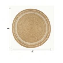 Jute Cotton Area Rug 4ft Round Natural Fiber Handmade Boho Farmhouse Jute Area Rug Soft Braided Rustic Vintage Reversible Rug- Indoor Kitchen Bedroom Living Room Hallways Enterway 4ft Circle - Natural-14 - View 3