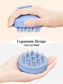 Silicone Shampoo Brush, With Soft Silicone Bristles, Scalp Massager, Ergonomic Non-Slip Handle, Waterproof, Provides Deep Cleaning, Removes Dandruff, Suitable For Dry And Wet Hair, Suitable For Men, Women, And Children, A Shower Hair Care Tool. - Blue - View 4