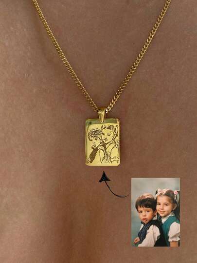 1pc Customized Portrait Sketch Of Person Or Pet, Stainless Steel Memorial Accessory, School Supplies, Back To School Gift, School Souvenir, Suitable For Office Use