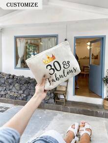 Customized Makeup Bag, Personalize Your Age 30 40 50 60 70 80 90 100 & Beautiful Makeup Bag, 30 40 50 60 70 80 90 100 Birthday Queen Gift - Multicolor - View 5