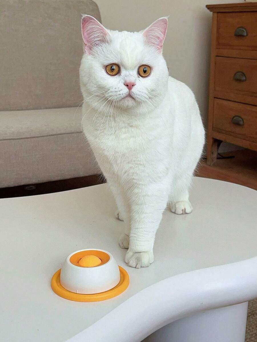 1 pieza Tazón lento antiderrame para mascotas, juguete interactivo para gatos/perros, resistente a mordeduras, alivio del aburrimiento, juguete de entrenamiento e inteligencia - 50 ml - Ver 1