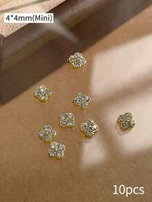 10颗奢华优雅方形美甲饰品，Y2K极简美甲配件，情人节必备，闪亮白色和粉色水钻，适合多种DIY美甲装饰，短指甲，法式美甲用品，美甲宝石 - 彩色 - 查看 3