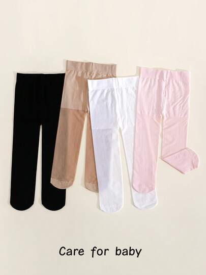4 Pairs Baby Girls' Ultra-Thin Tights, Candy Colors, UPF 50+ Physical Sunblock Pantyhose, Infant Snag-Resistant Dance Socks