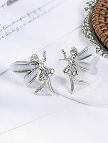 1 Pair Cute Mori Style Delicate High-End Creative Fairy Earrings (Random Crystal Quantity) - Silver - View 6