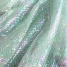 1pc Iridescent Fish Scale Mesh Fabric, Sheer Hazy Effect, Suitable For Wedding Party DIY Dress - Multicolor - View 13