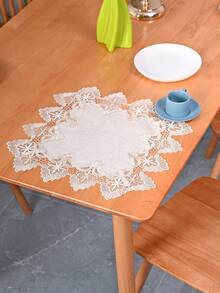 1pc Lace Table Runner, Modern Minimalist Polyester Imitation Linen Bamboo Knot Fabric Embroidered Hollow-Out Water-Soluble Lace Table Runner, Suitable For Living Room, Bedroom, Dining Table, TV Cabinet, Sideboard, Chest Of Drawers, Etc. - Beige - View 12