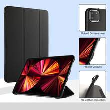 三折平板电脑保护套，自动休眠/唤醒，纯色简约商务设计，轻薄散热，适用于 Tab M11/Tab P11 Plus/M10 Plus（第三代）/P11，也适用于小新平板电脑保护套，适用于红米平板电脑 2 11 英寸/红米平板电脑 SE 11 英寸，也适用于小米平板电脑保护套 - 經典黑 - 查看 9